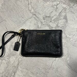 Coach Black Glitter Sparkle Clutch Wristlet Wallet
